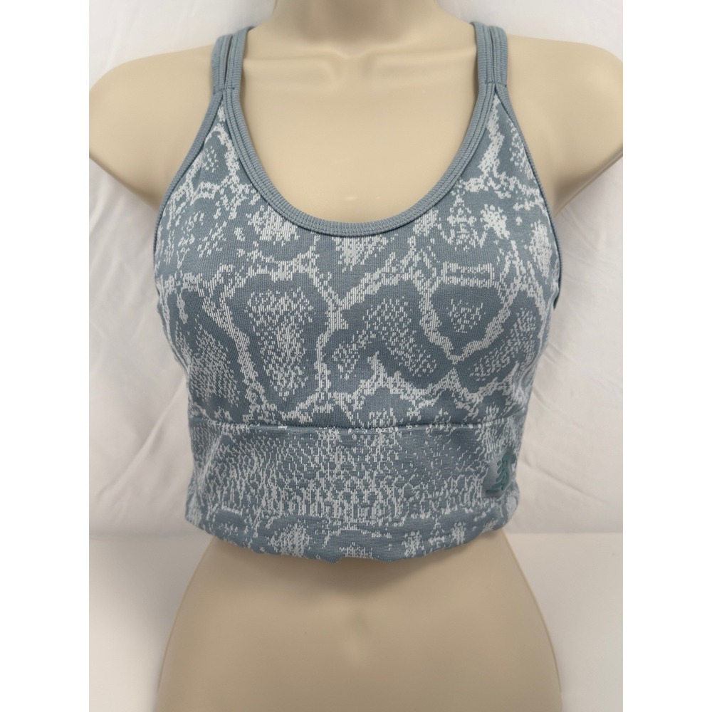 New Balance Women's L Blue Floral Seamless Longline Medium Support Sports Bra